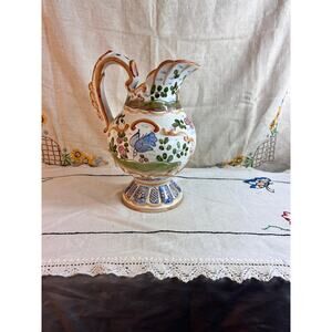 Vintage Facerama Alcobaca Pitcher~Handcrafted in Portugal~Hand Painted~Hand made